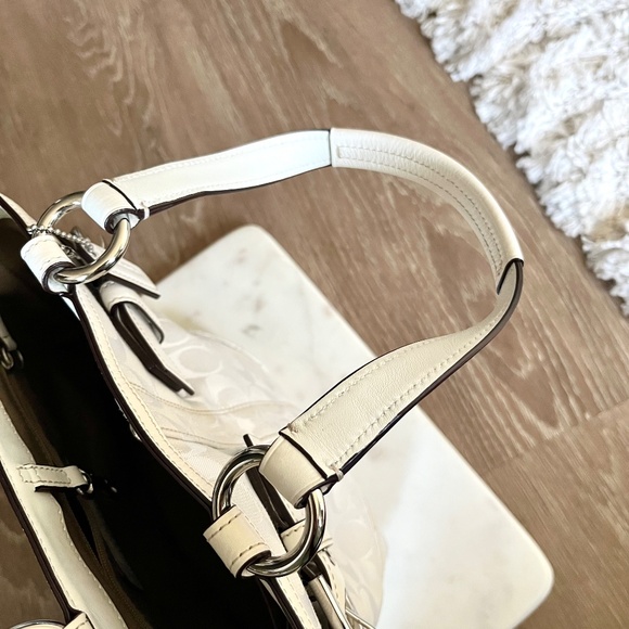 Coach Vintage 2005 Y2K Soho Signature Canvas Leather Small Tote Bucket Bag White - Picture 11 of 14